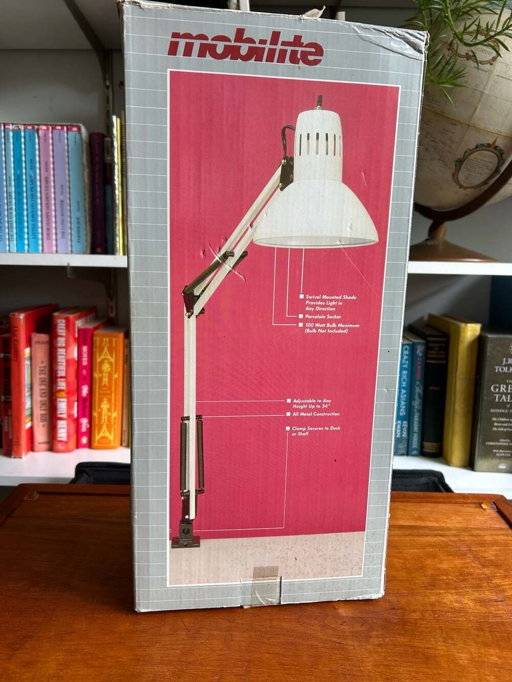 Mobilite Vintage Swing-Arm Architect Desk Lamp with Clamp Base in White